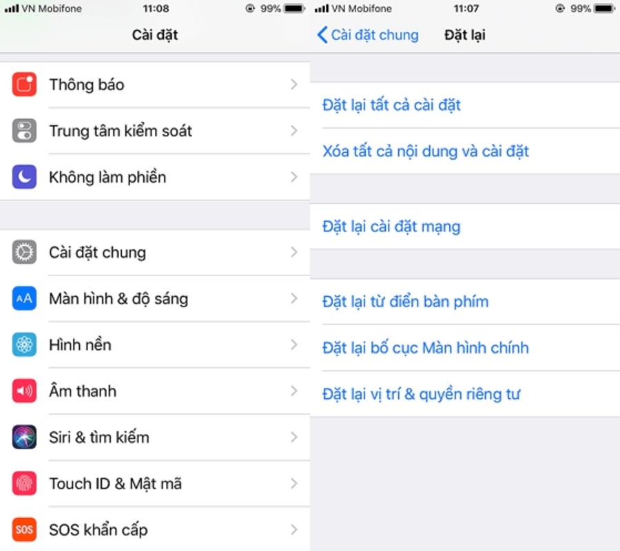 Khôi phục iPhone về chế độ xuất xưởng.