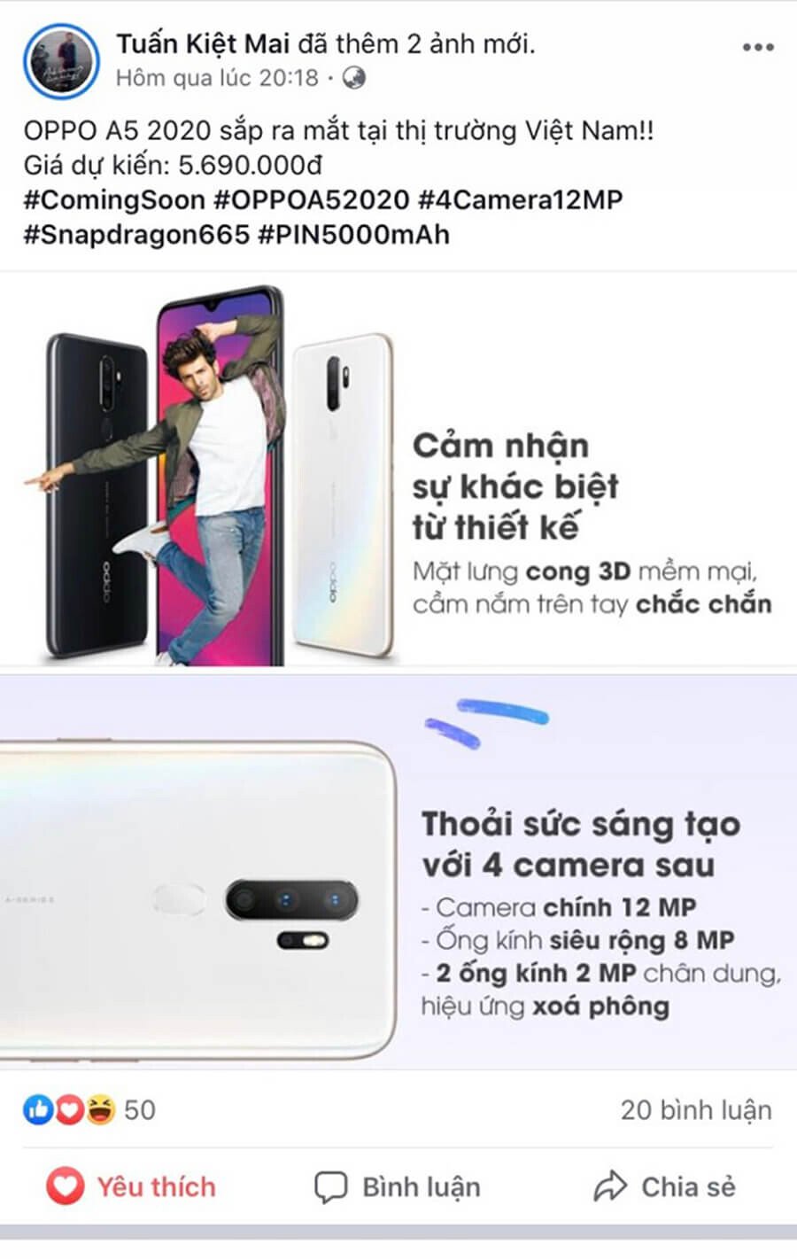 OPPO A5 (2020) trang bị 4 camera sau, pin 5000 mAh lộ giá bán và thời điểm lên kệ - Hình 1 OPPO A5 (2020) trang bị 4 camera sau, pin 5000 mAh lộ giá bán và thời điểm lên kệ - Hình 1