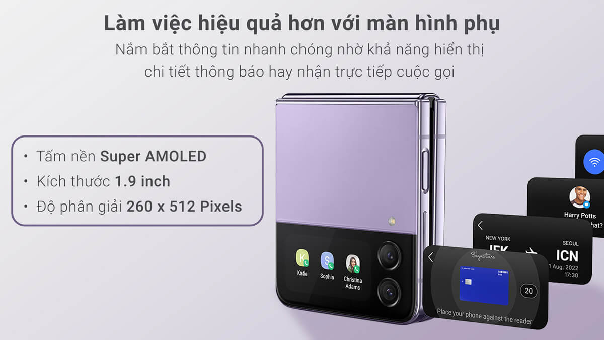 Samsung Galaxy Z Flip4 256GB - Màn hình phụ Samsung Galaxy Z Flip4 256GB - Màn hình phụ