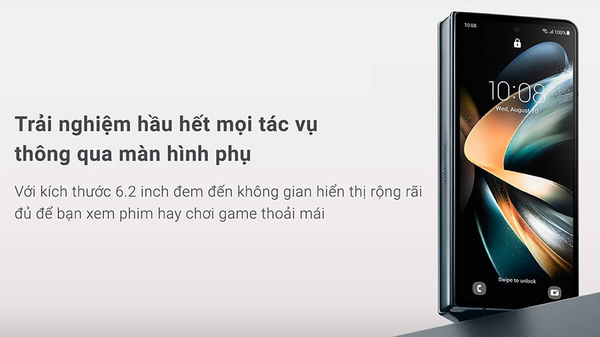 Samsung Galaxy Z Fold4 256GB gập lại với màn hình ngoài 6.2 inch