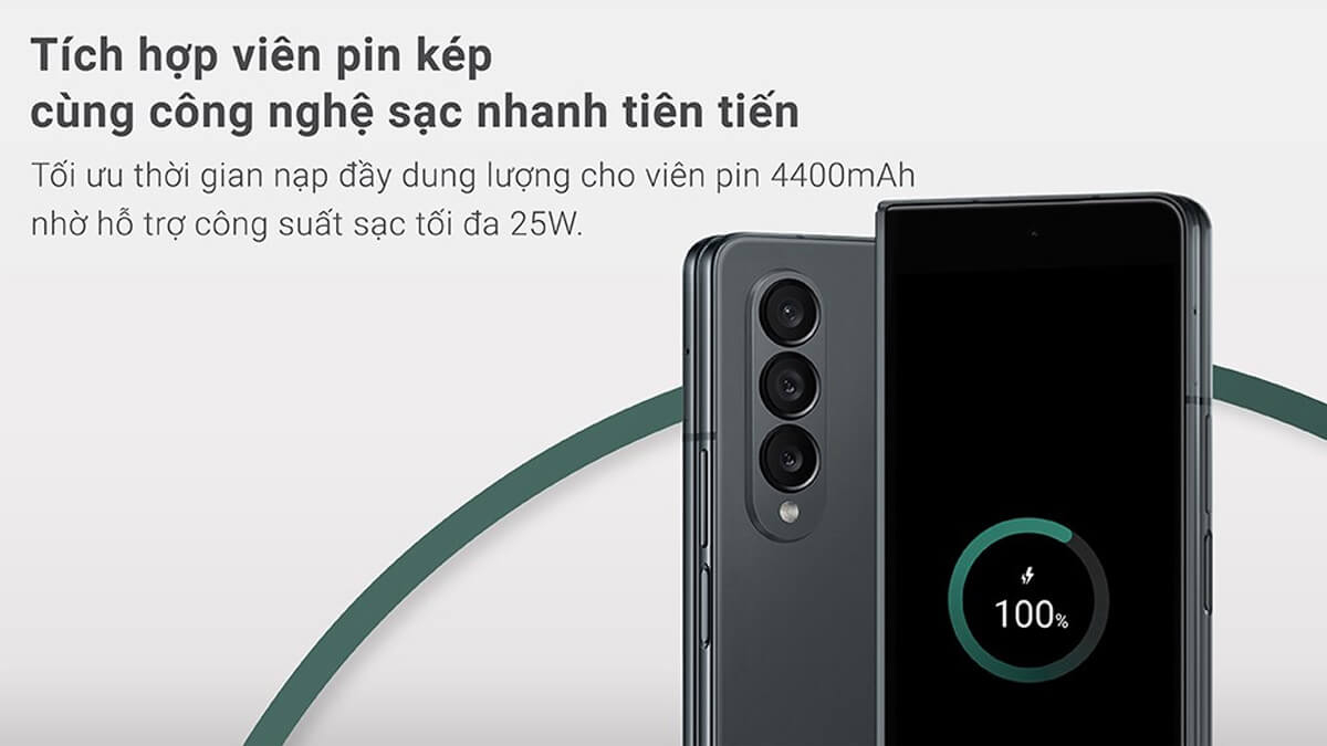 Samsung Galaxy Z Fold4 256GB sạc nhanh 25W và sạc không dây