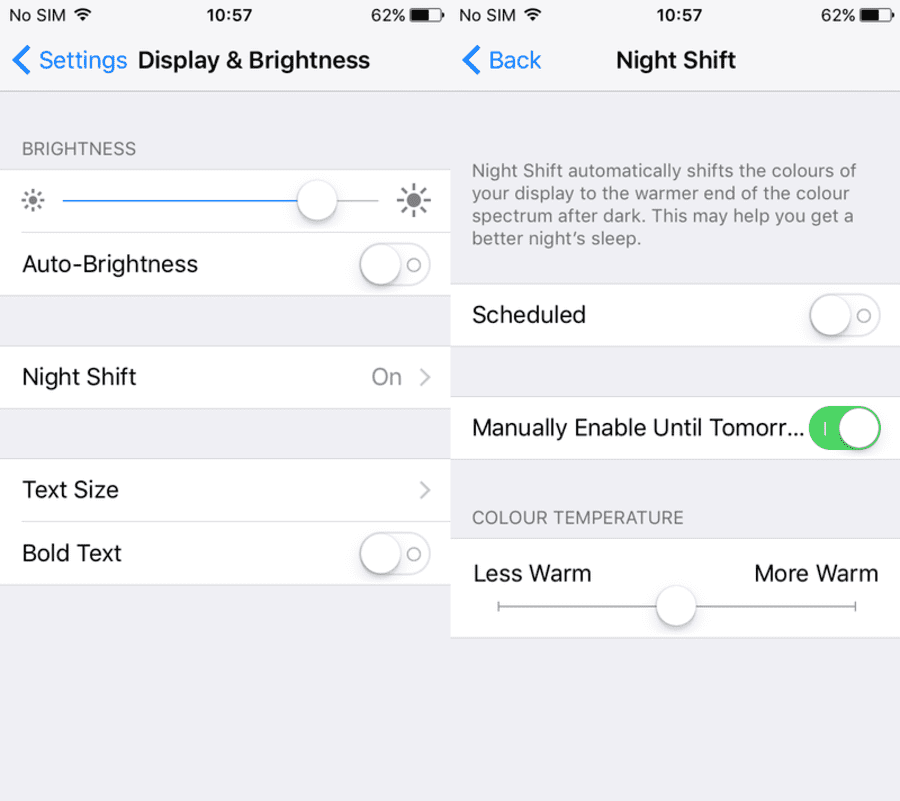 Chế độ Nigh Shift Chế độ Nigh Shift