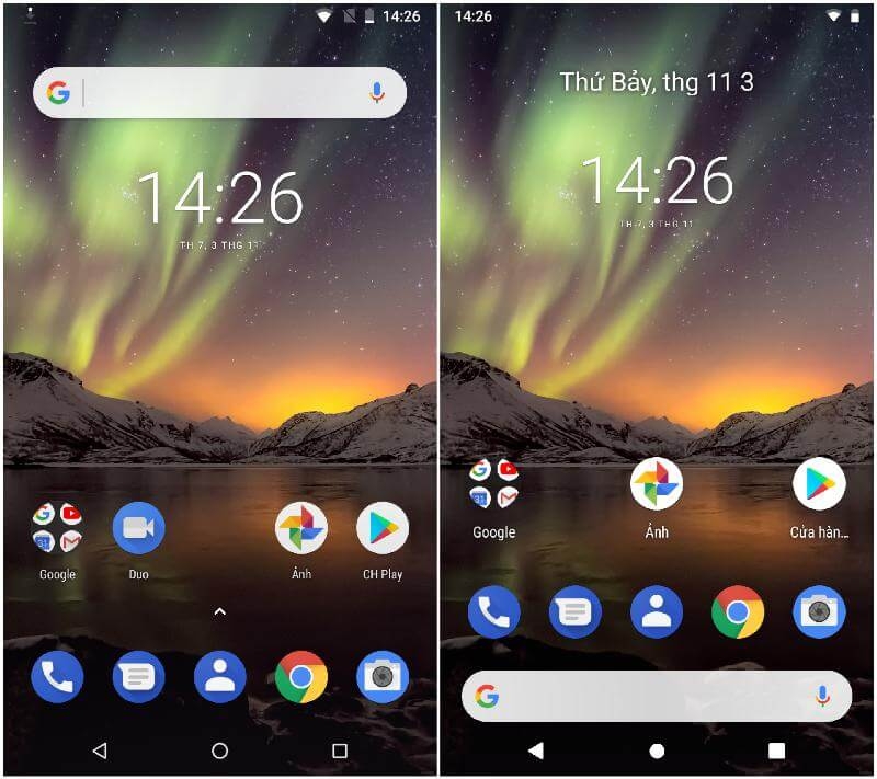 Sự khác biệt giữa giao diện Android 8 với Android 9 trên Nokia 6.1 - Hình 1