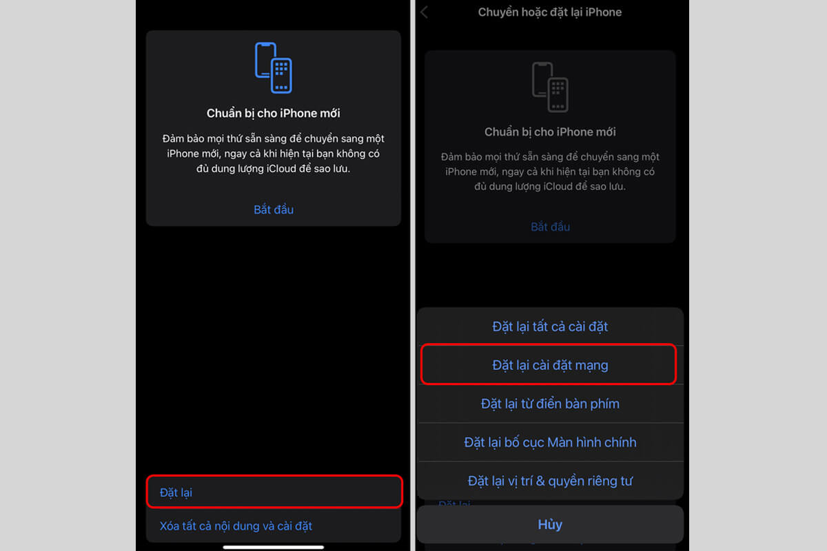 iPhone bắt sóng yếu: Nguyên nhân và cách khắc phục mới nhất 2024 - Hình 4 Đặt lại cài đặt mạng