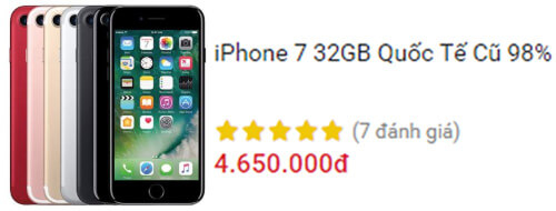 iPhone 7 32GB Quốc Tế Cũ 98%